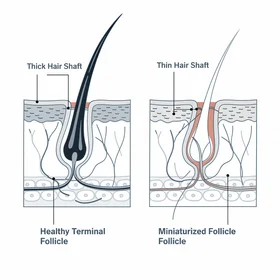 Healthy vs miniaturized follicle